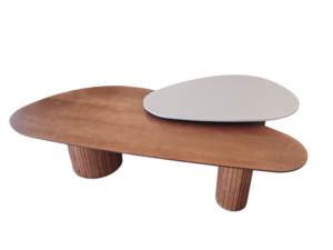 CJ/02 MESAS DE CENTRO HAMBURGO ORGÂNICAS - CHOCOLATE - TAMPO MENOR OFF WHITE - REF.: 1185